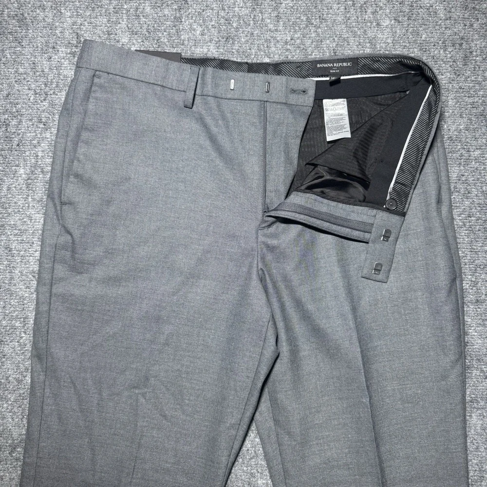 Banana Republic Pants Men 34x32 Gray Wrinkle-Free Slim Fit Chino Straight NWT